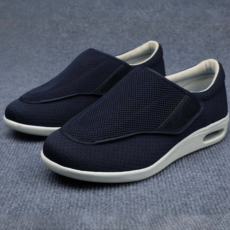 Veloria Brede Comfortschoenen van Ademend Textiel – Lichtgewicht Instappers met Klittenbandsluiting