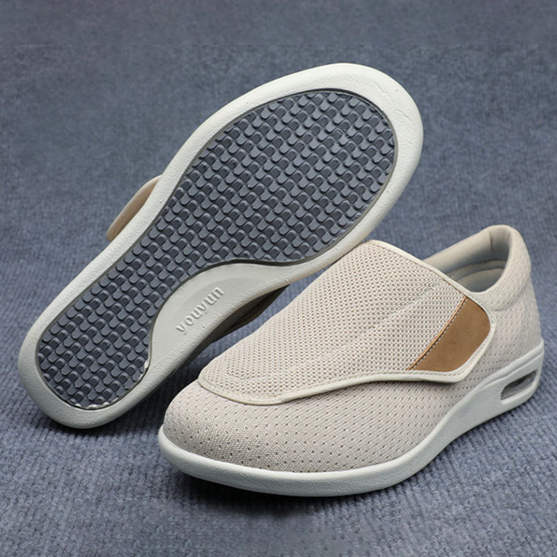 Veloria Brede Comfortschoenen van Ademend Textiel – Lichtgewicht Instappers met Klittenbandsluiting