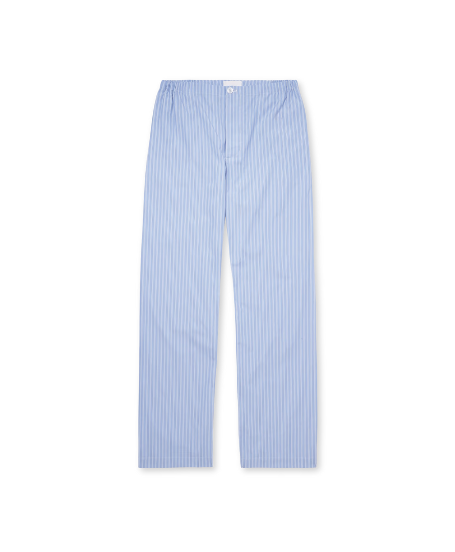 Veloria Gestreepte Katoenen Broek – Losse Pasvorm met Blauwe en Witte Strepen