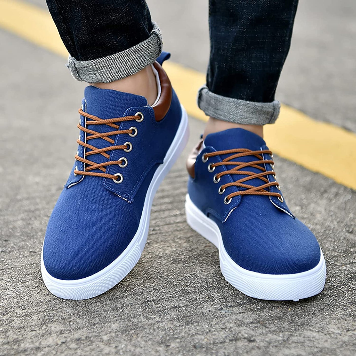 Élanor Canvas Herensneakers met Witte Zool – Casual en Stijlvol