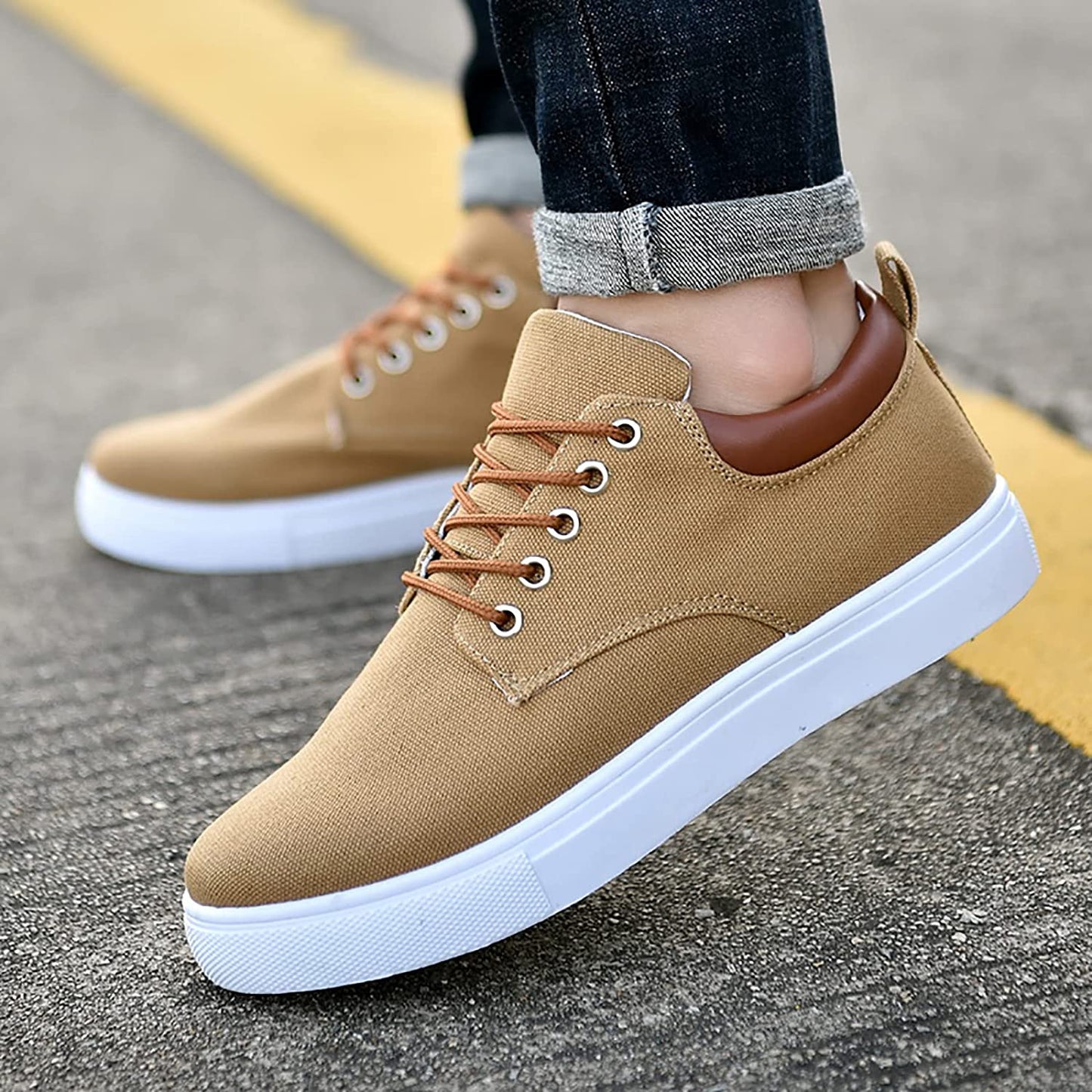 Élanor Canvas Herensneakers met Witte Zool – Casual en Stijlvol