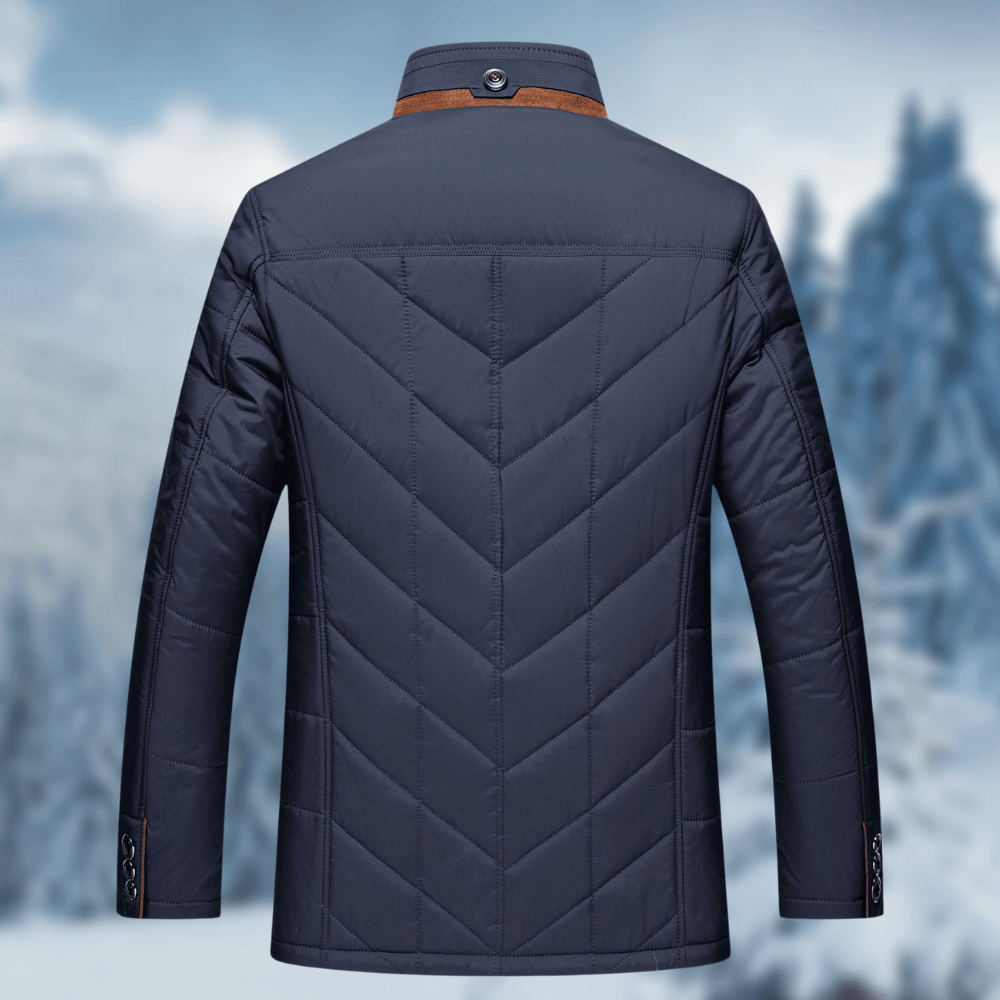 Veloria Heren Wintermantel met Opstaande Kraag en Geometrisch Stiksel
