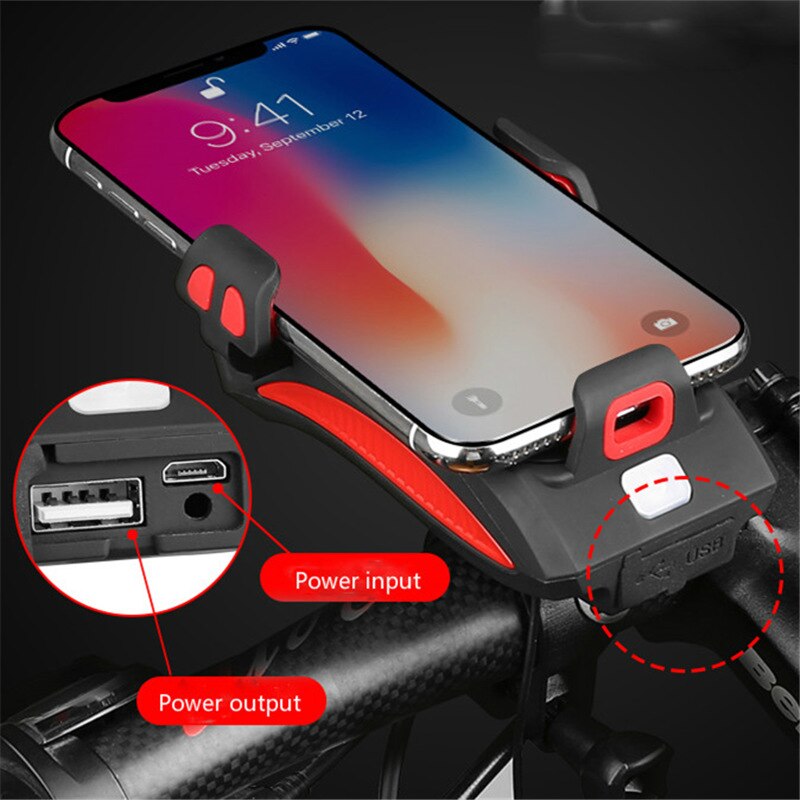 Veloria 4-in-1 Fietsgadget met Telefoonhouder, Powerbank, LED Verlichting en Claxon
