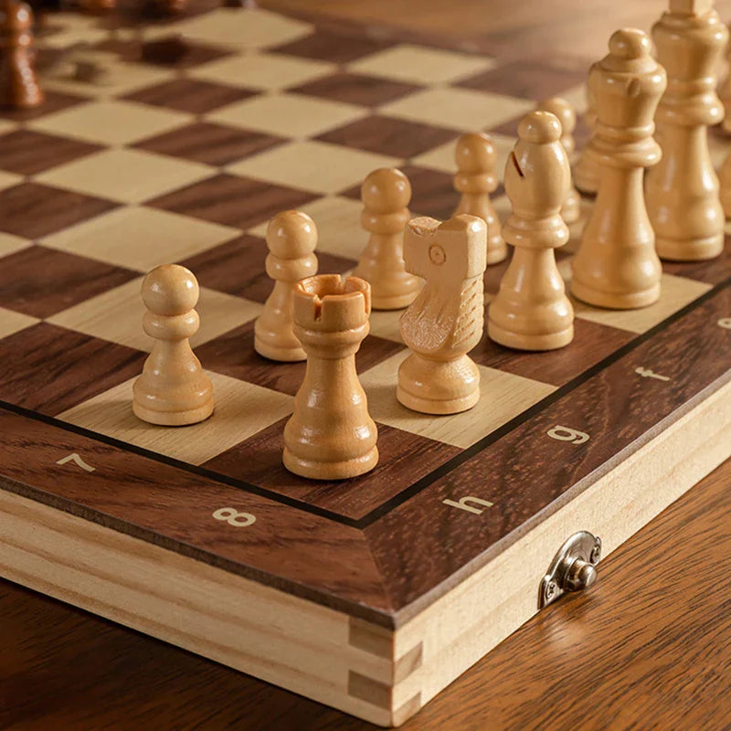 Monde Houten Schachspel Magnetisch en Opvouwbaar – Compact Reisspel