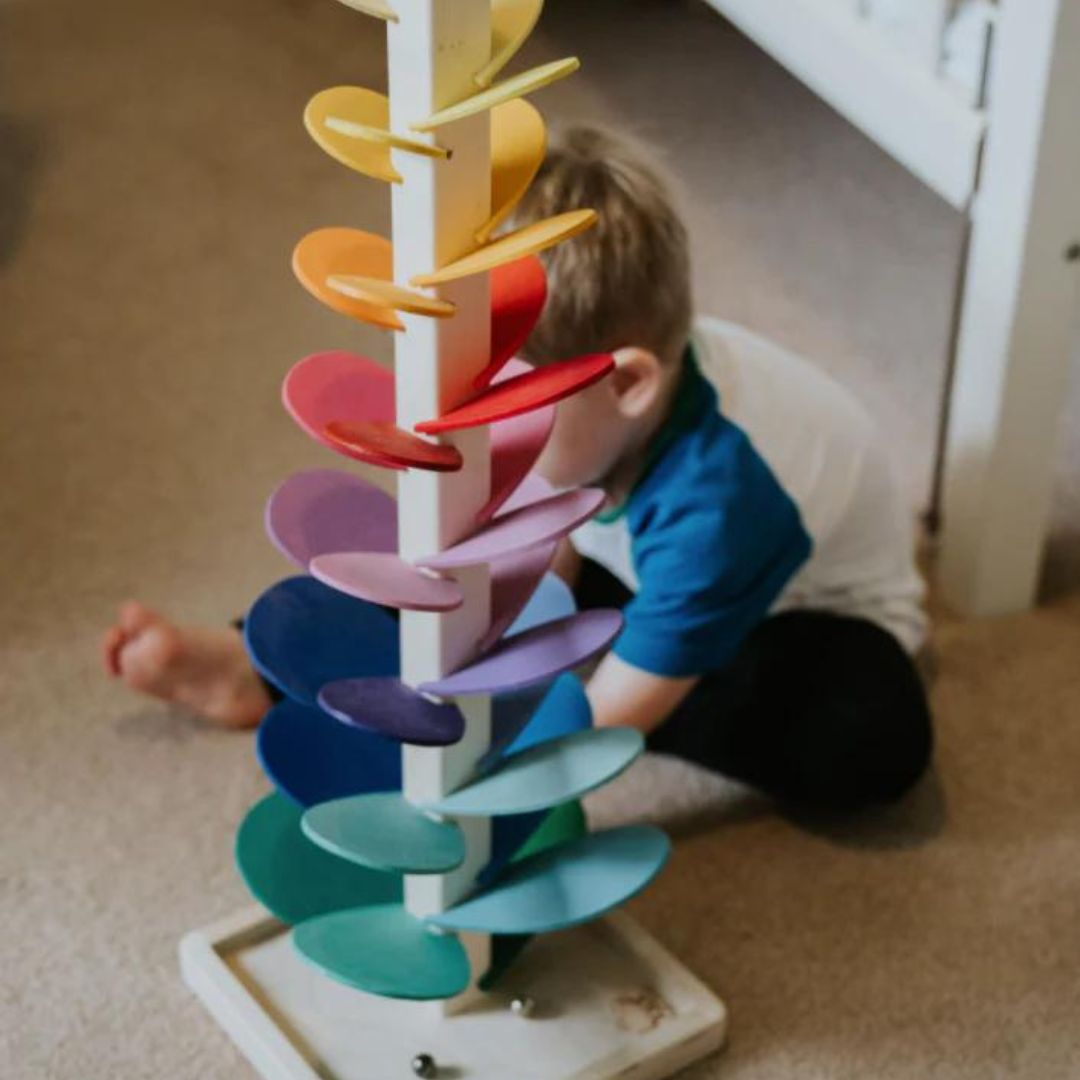 Monde Regenboog Houten Knikkermolen – Montessori Speelgoed voor Kinderen vanaf 3 Jaar