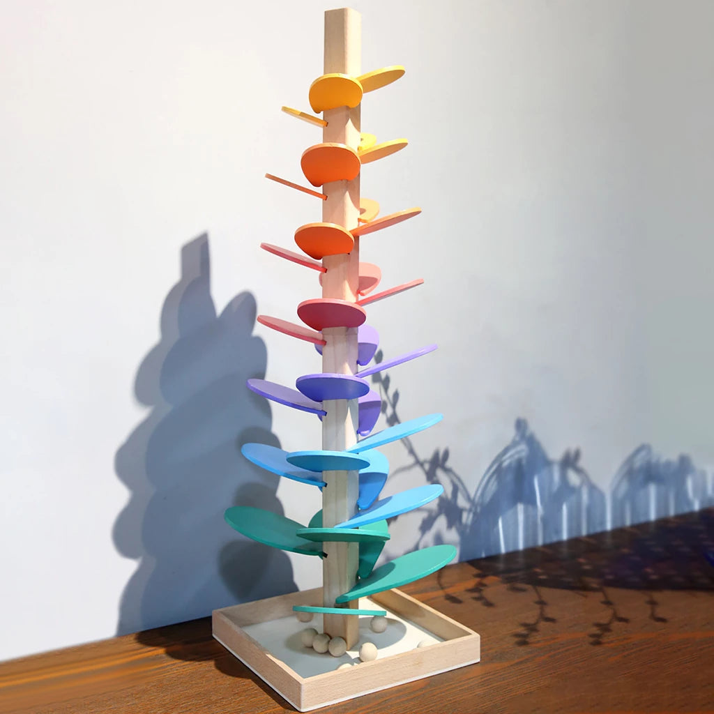 Monde Regenboog Houten Knikkermolen – Montessori Speelgoed voor Kinderen vanaf 3 Jaar