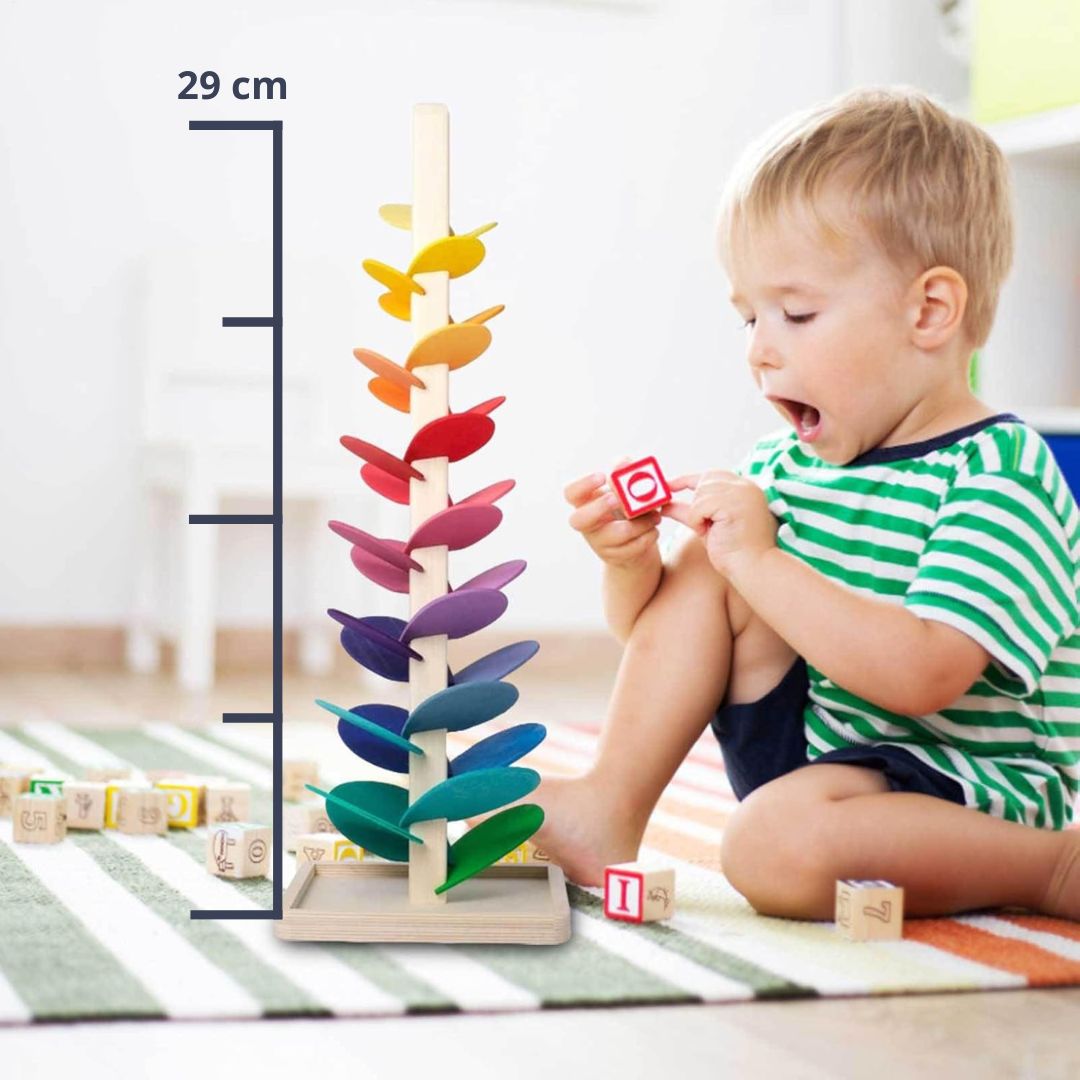 Monde Regenboog Houten Knikkermolen – Montessori Speelgoed voor Kinderen vanaf 3 Jaar