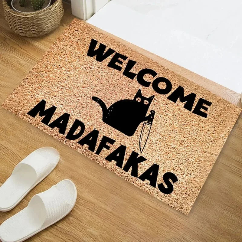 Élanor Deurmat met Katprint – Decoratieve Welkomstmat voor Hal, Keuken en Badkamer
