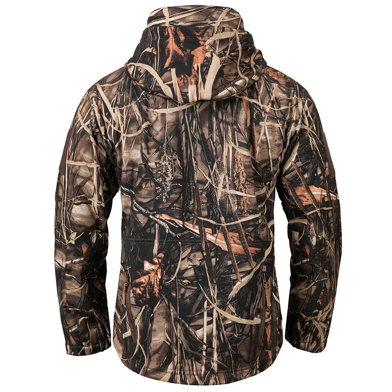 Élanor Heren Softshell Camouflage Jas met Capuchon – Waterdicht & Gevoerd Outdoor Jack voor Jacht en Wandelen