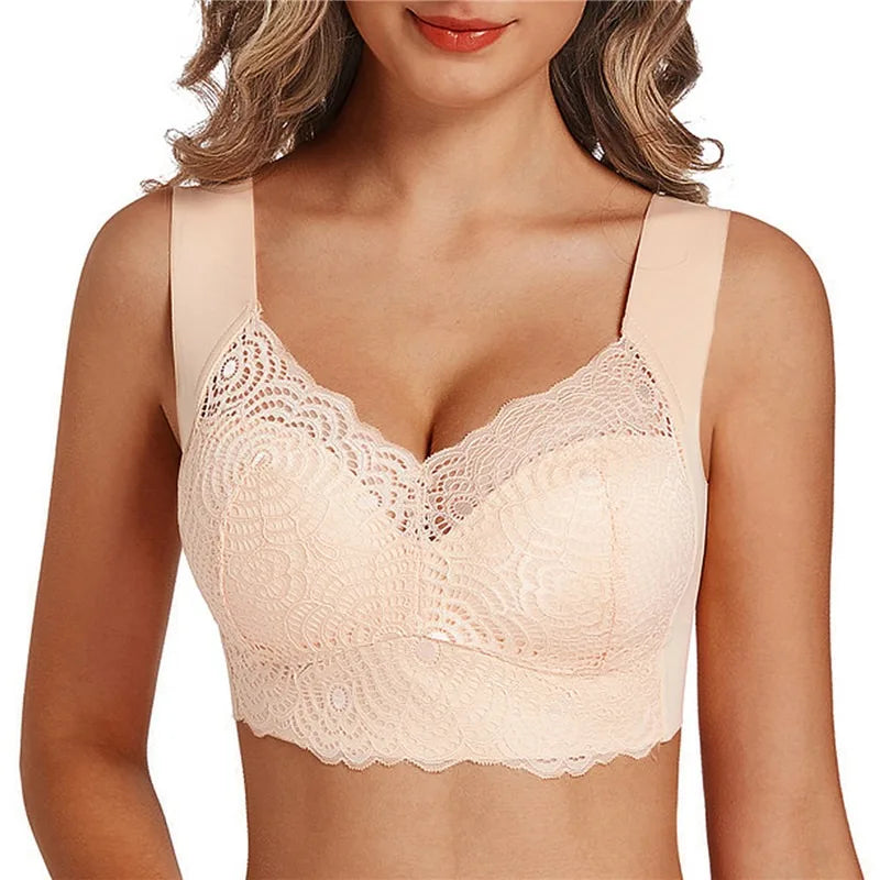 Monde Dames Push-up BH zonder beugel – Verstelbare bandjes – Ademend elastisch materiaal – Met kantdetails