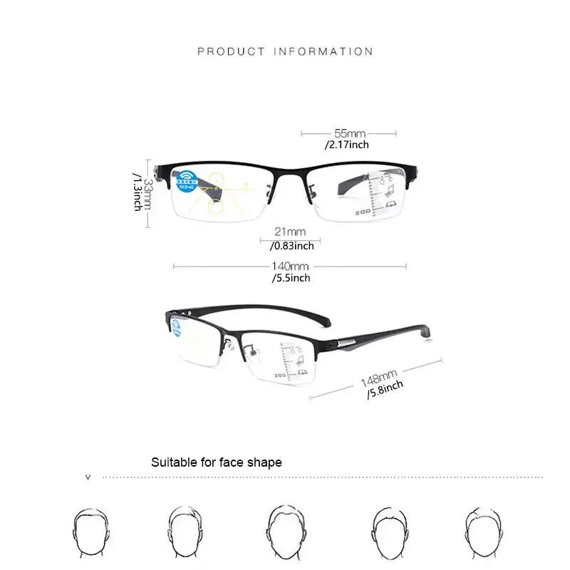 Évoque Multifocale Leesbril met Progressieve Lenzen en Anti-Blauwlichtfilter