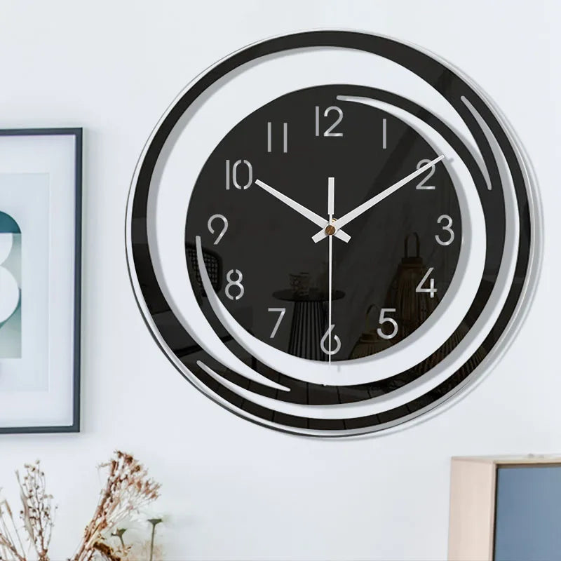 Monde Zwarte Acryl Wandklok – Modern Scandinavisch Design, Stil Uurwerk, Minimalistisch Interieurdecor