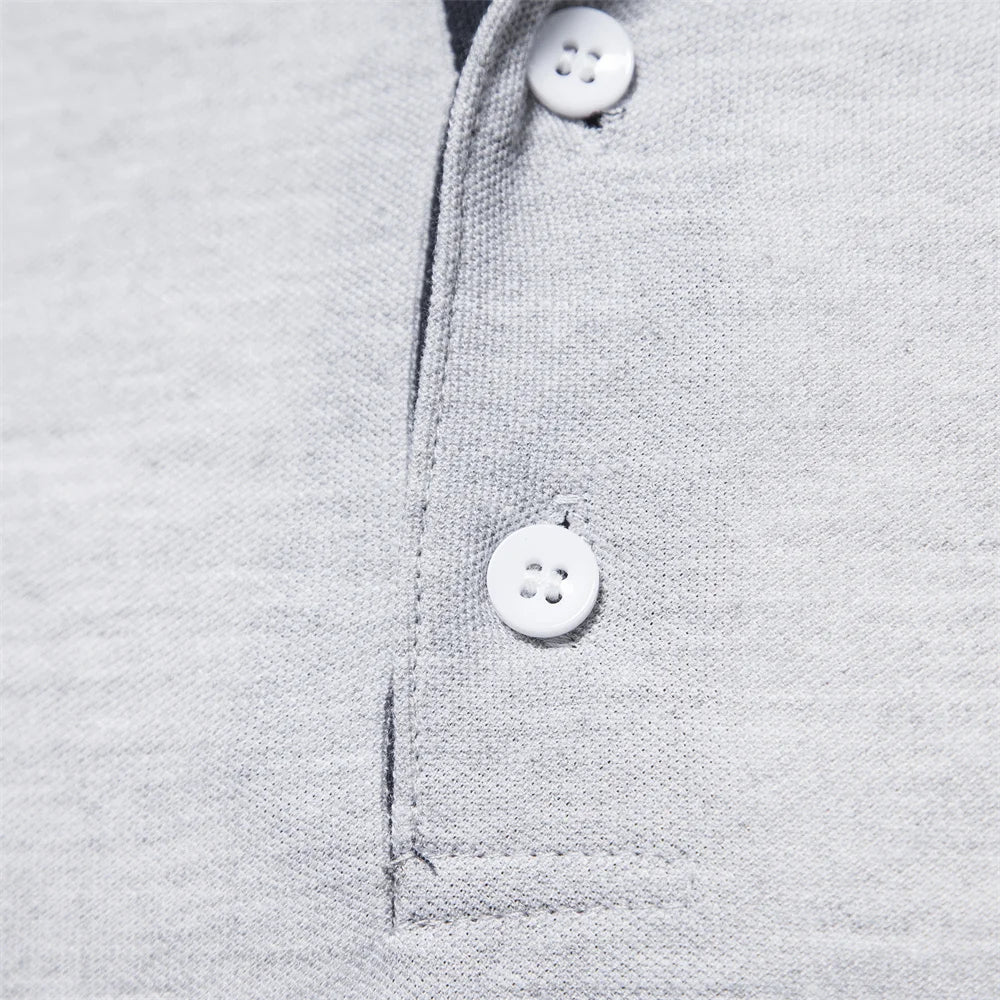 Élanor Heren Polo met Hert Borduursel – Effen Kleur, Lange Mouw, Zakelijk & Sociaal