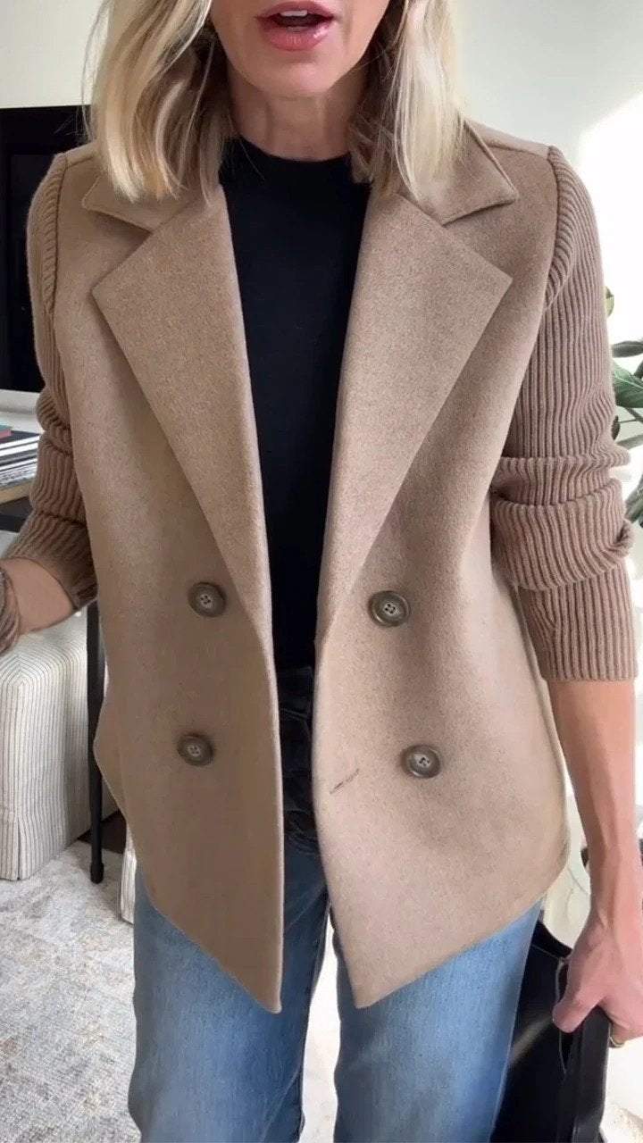 Évoque | Gebreide Mouw Blazer met Dubbele Knopenrij voor Dames