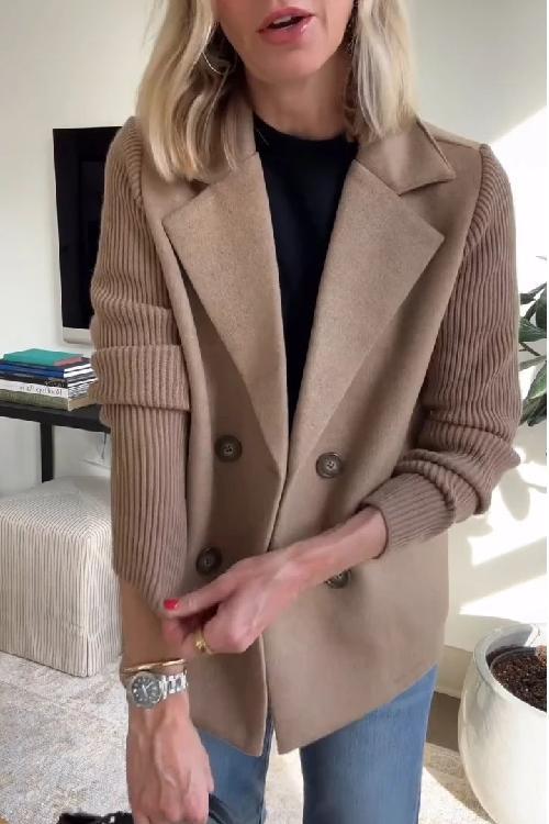Évoque | Gebreide Mouw Blazer met Dubbele Knopenrij voor Dames