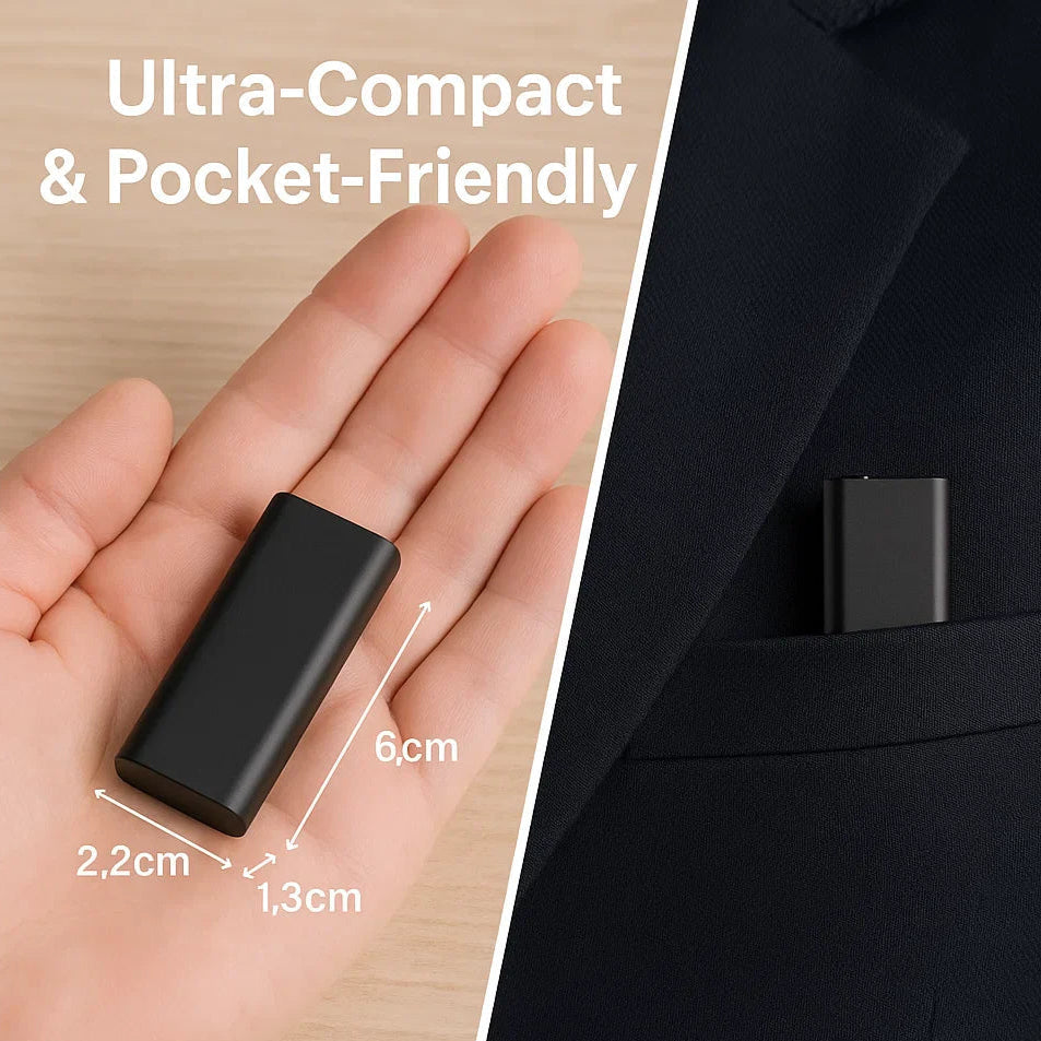 Monde Mini Draagbare Voice Recorder 16GB – Spraakgestuurd, Discreet en Oplaadbaar