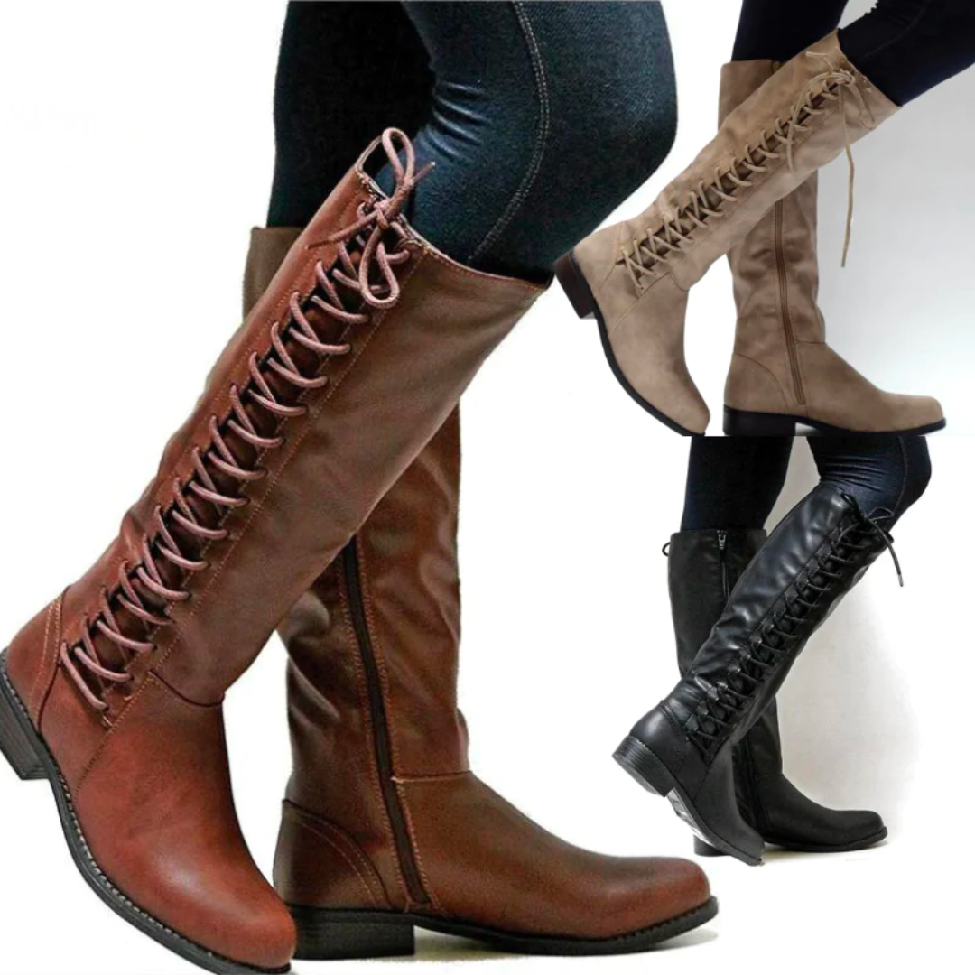 Veloria Elegante Leren Hoge Laarzen met Warme Voering en Antislipzool