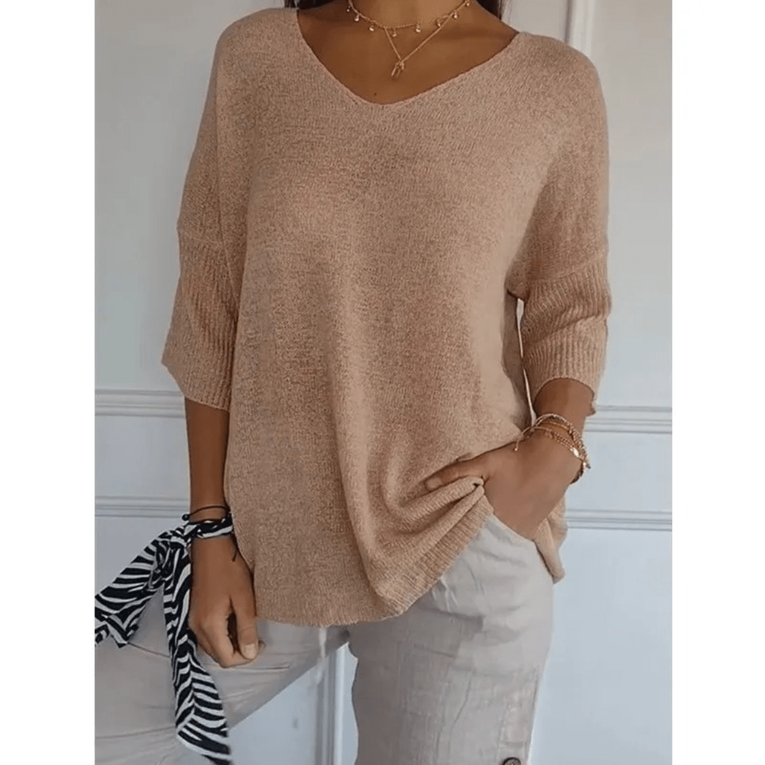 Élanor – Elegant V-hals shirt van katoenmix