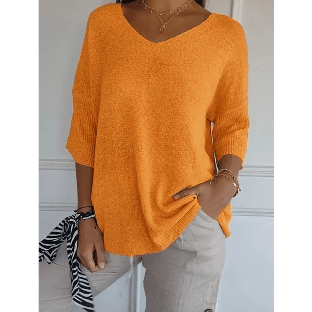 Élanor – Elegant V-hals shirt van katoenmix