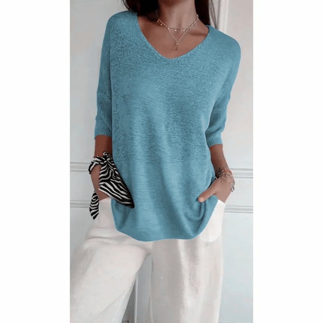 Élanor – Elegant V-hals shirt van katoenmix