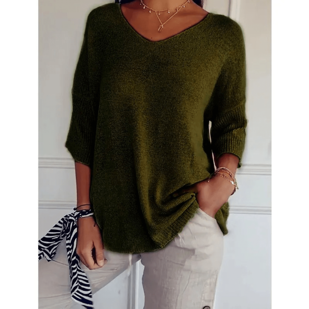 Élanor – Elegant V-hals shirt van katoenmix
