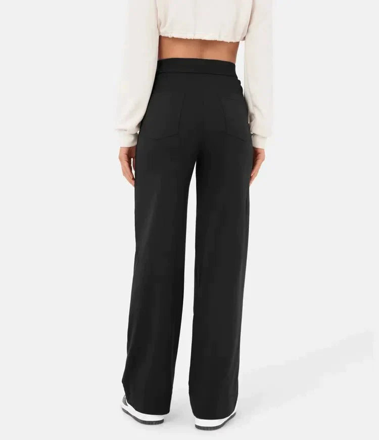 Évoque | High-waisted elastische casual broek met knoopdetails en zakken