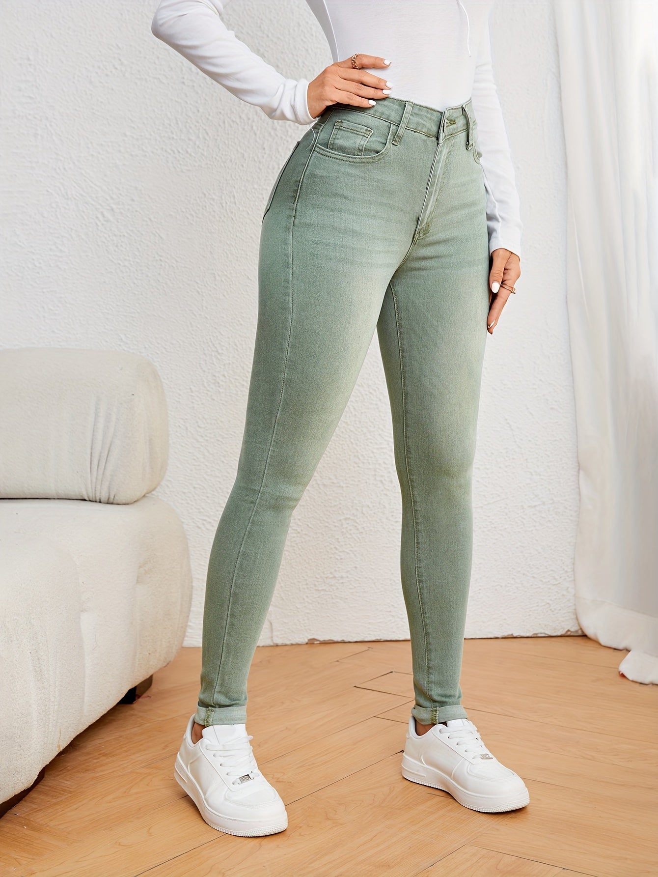 Évoque | Dames slim fit jeans met hoge taille van middel elastisch denim