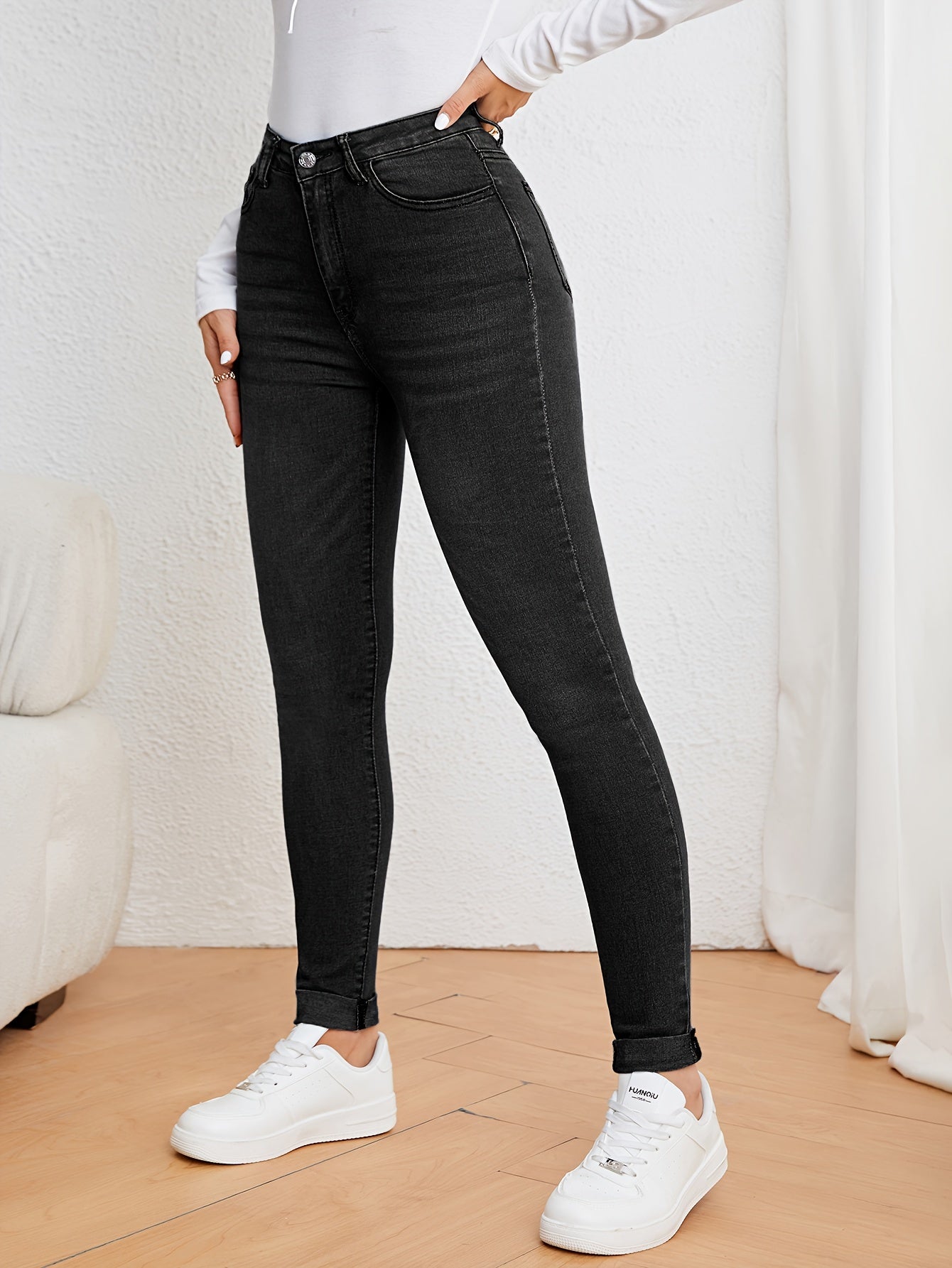 Évoque | Dames slim fit jeans met hoge taille van middel elastisch denim