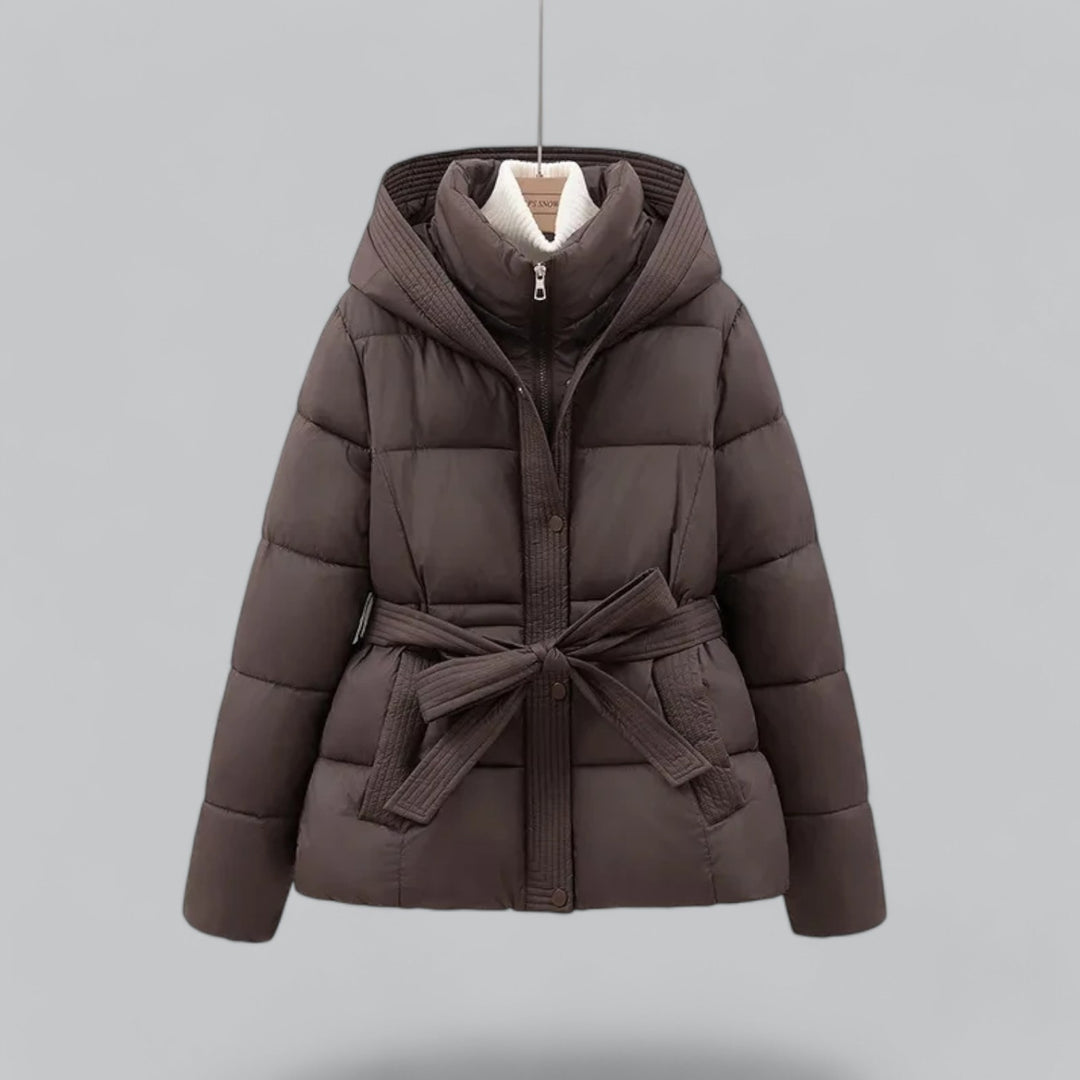 Élanor Dames Winterparka met Ceintuur en Verwijderbare Capuchon
