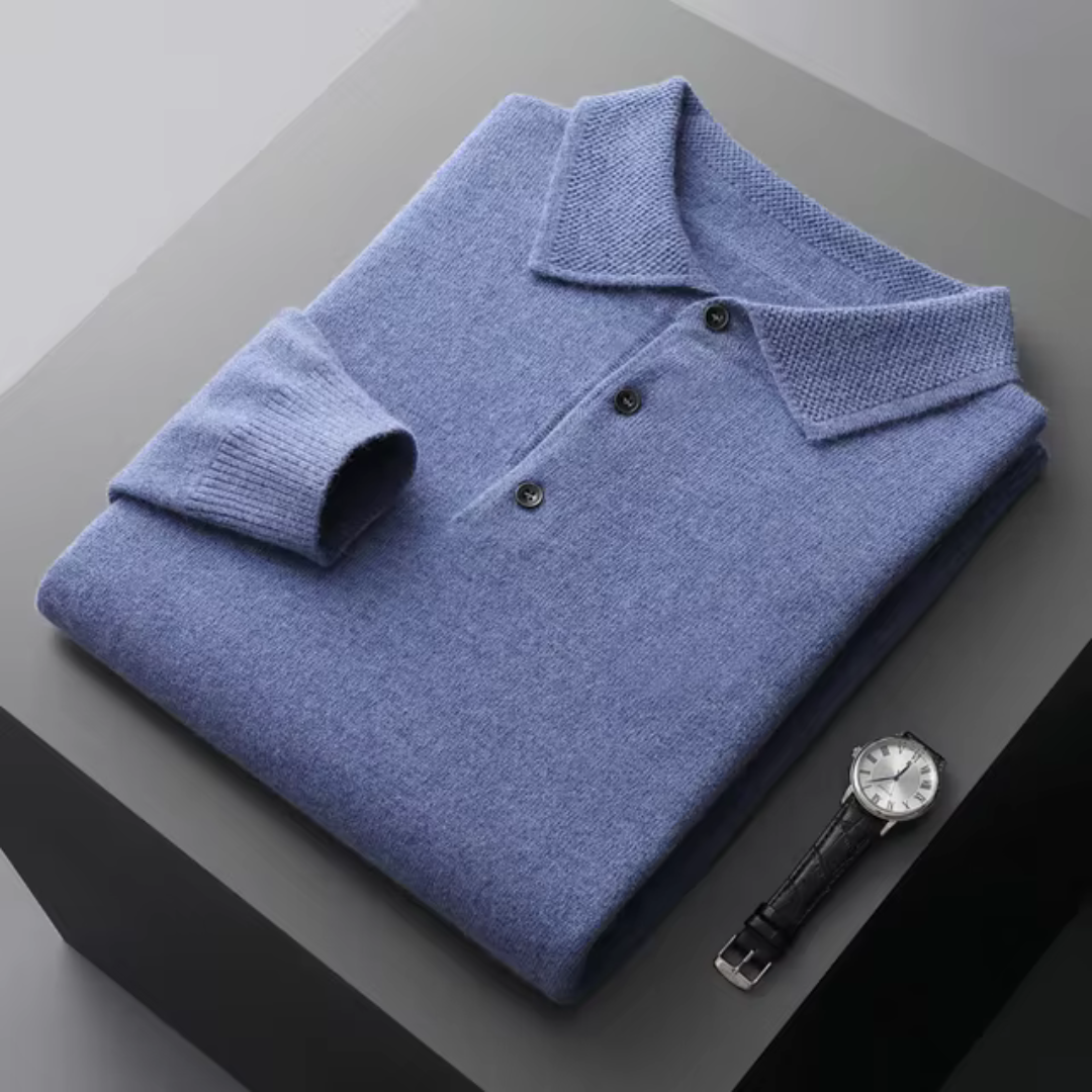 Aureum Wollen Polo Longsleeve Heren – Tijdloze Fijngebreide Trui