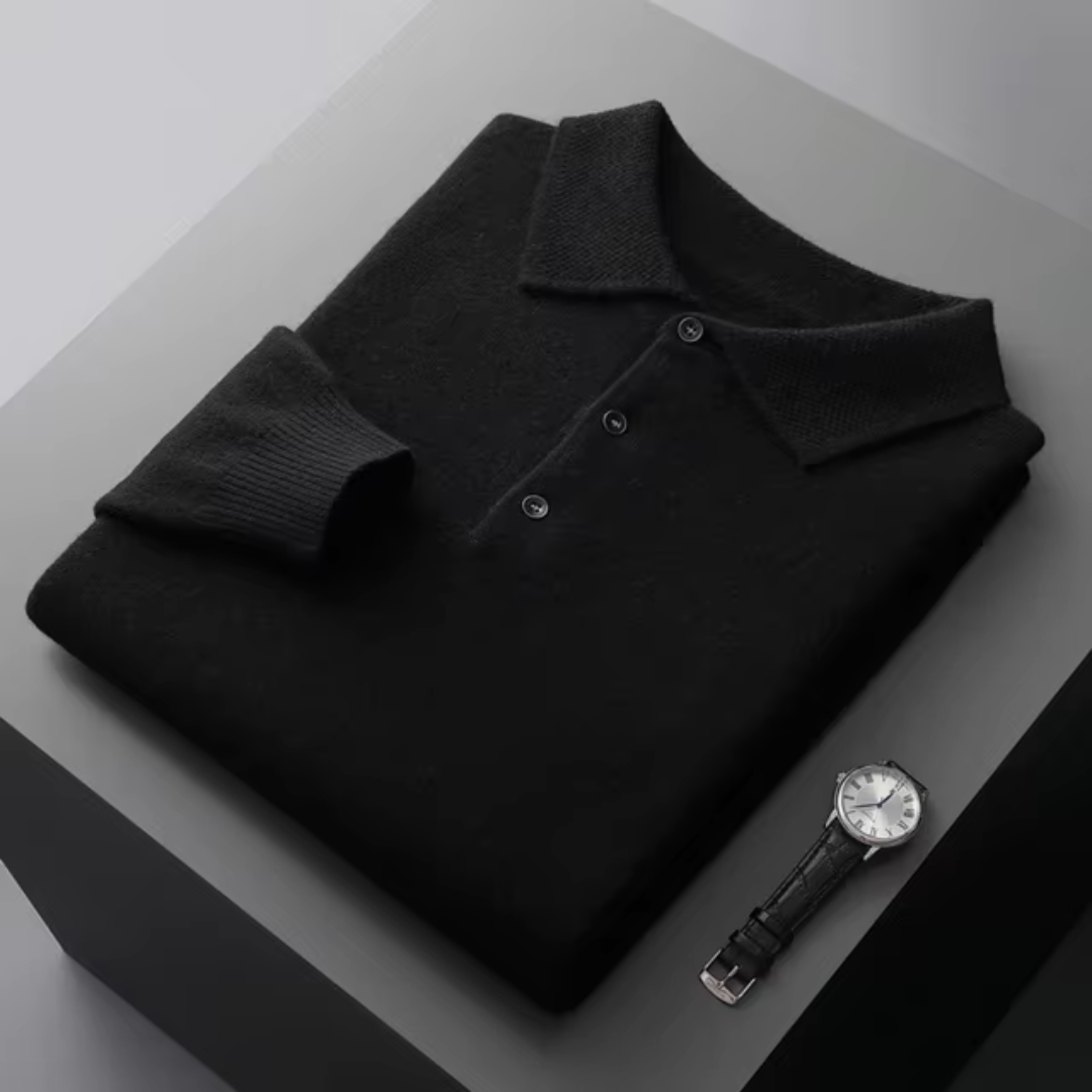 Aureum Wollen Polo Longsleeve Heren – Tijdloze Fijngebreide Trui