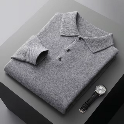 Aureum Wollen Polo Longsleeve Heren – Tijdloze Fijngebreide Trui
