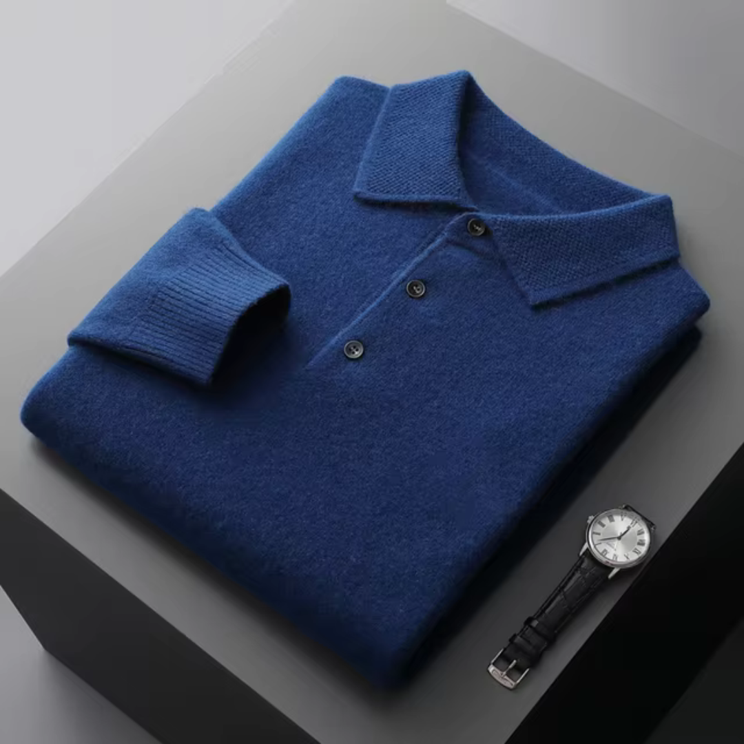 Aureum Wollen Polo Longsleeve Heren – Tijdloze Fijngebreide Trui