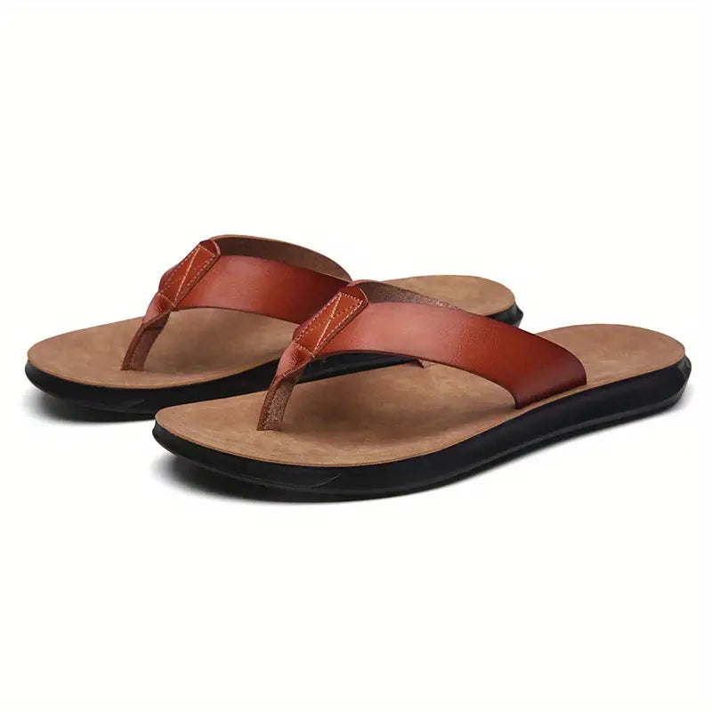 Poralo - Heren Orthopedische Slippers van Echt Leer
