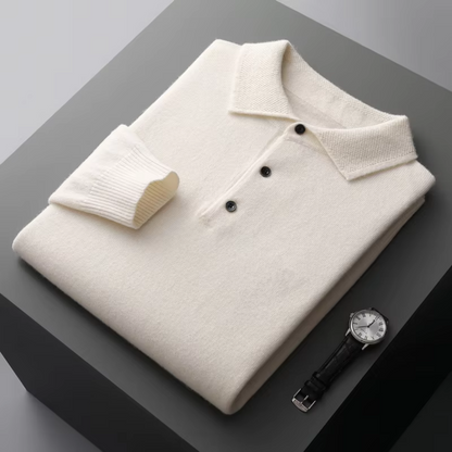 Aureum Wollen Polo Longsleeve Heren – Tijdloze Fijngebreide Trui