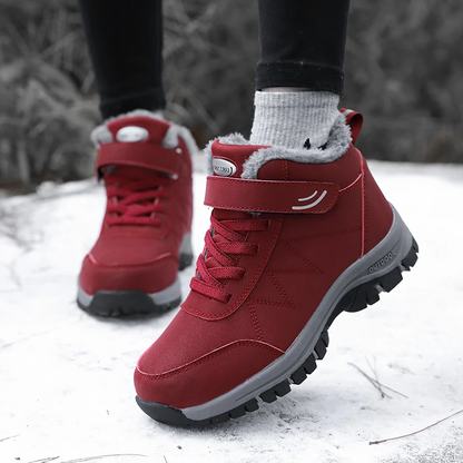 Veloria Leren Stiefelschoenen met Klittenbandsluiting en Ruime Pasvorm voor Teen en Hak