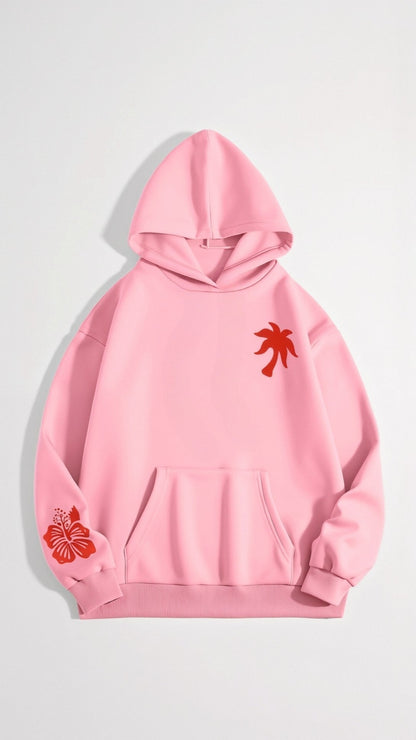 Élanor Geborduurde Hoodie met Tropisch Rugmotief – Unisex Kapuzenpullover