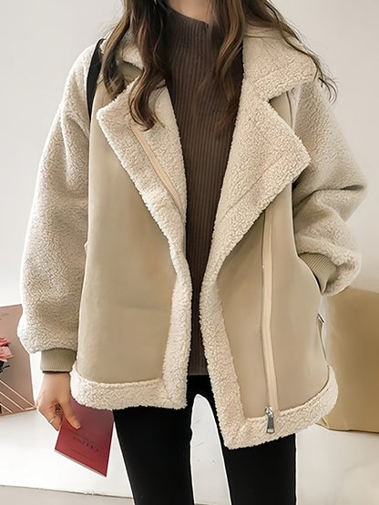 Veloria Oversized Suède Jack met Vegan Bontkraag en Reverskraag