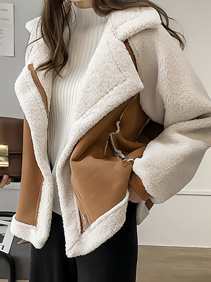 Veloria Oversized Suède Jack met Vegan Bontkraag en Reverskraag