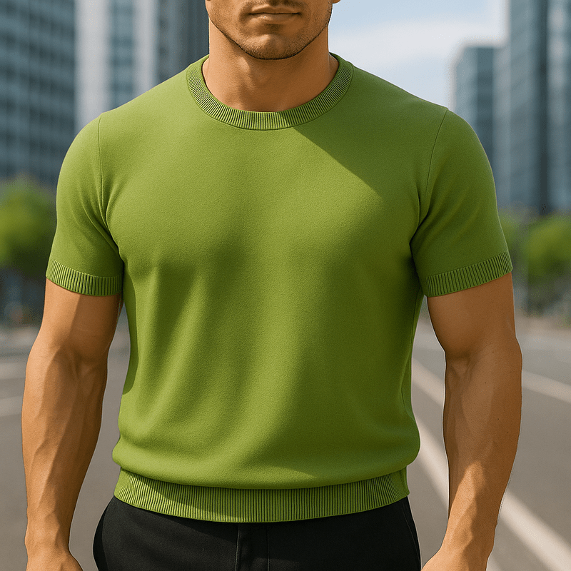 Reverie Lichtgewicht Kasjmier T-Shirt voor Heren – Korte Mouw, Ronde Hals, Luxe Tricot