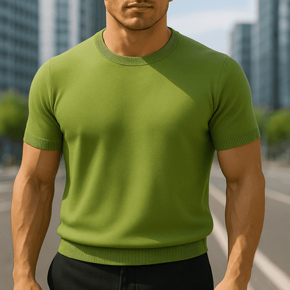 Reverie Lichtgewicht Kasjmier T-Shirt voor Heren – Korte Mouw, Ronde Hals, Luxe Tricot