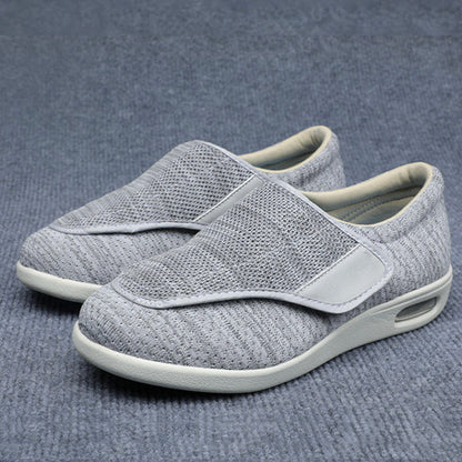 Veloria Brede Comfortschoenen van Ademend Textiel – Lichtgewicht Instappers met Klittenbandsluiting