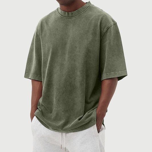Monde Heren T-shirt met Korte Mouwen – Gewassen Look – 100% Katoen – Regular Fit – Donkergrijs