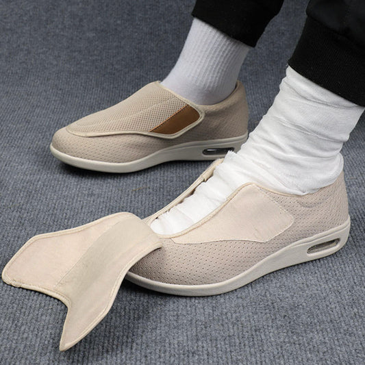 Veloria Brede Comfortschoenen van Ademend Textiel – Lichtgewicht Instappers met Klittenbandsluiting