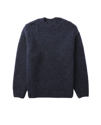 Sereno Gebreide Wolmix Sweater met Textuur – Lange Mouwen en Ribafwerking