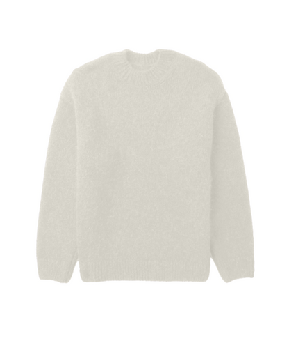 Sereno Gebreide Wolmix Sweater met Textuur – Lange Mouwen en Ribafwerking