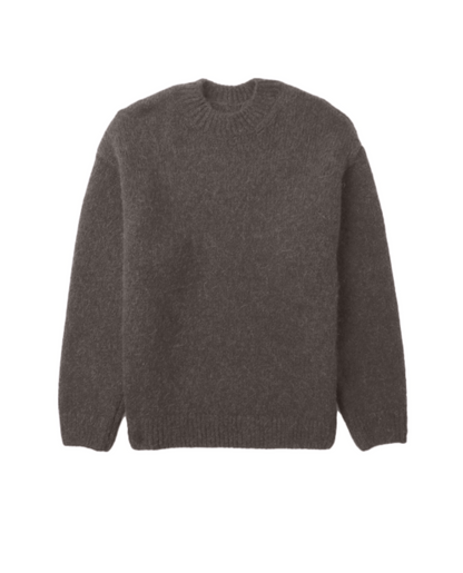 Sereno Gebreide Wolmix Sweater met Textuur – Lange Mouwen en Ribafwerking