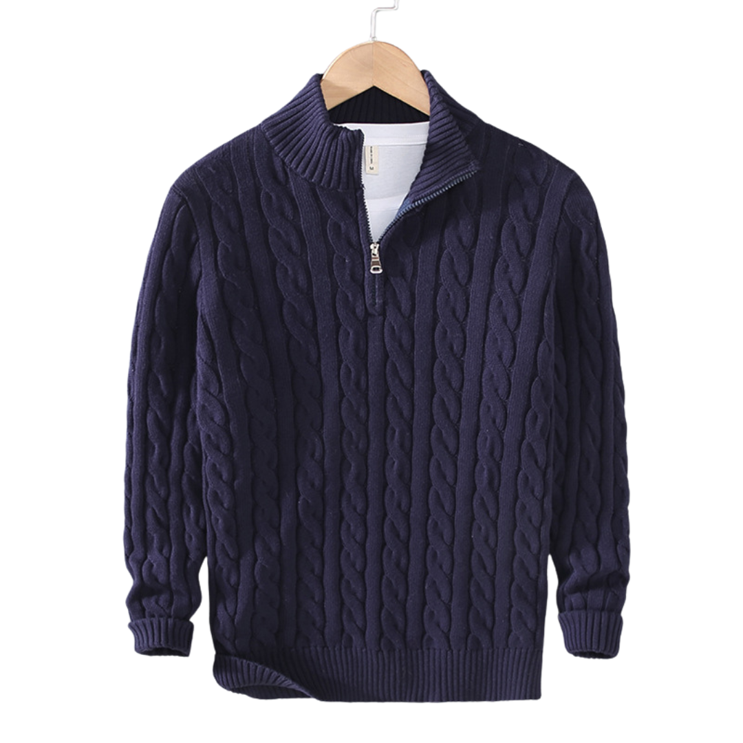 Évoque Half-Zip Trui van Katoen met Hoge Kraag