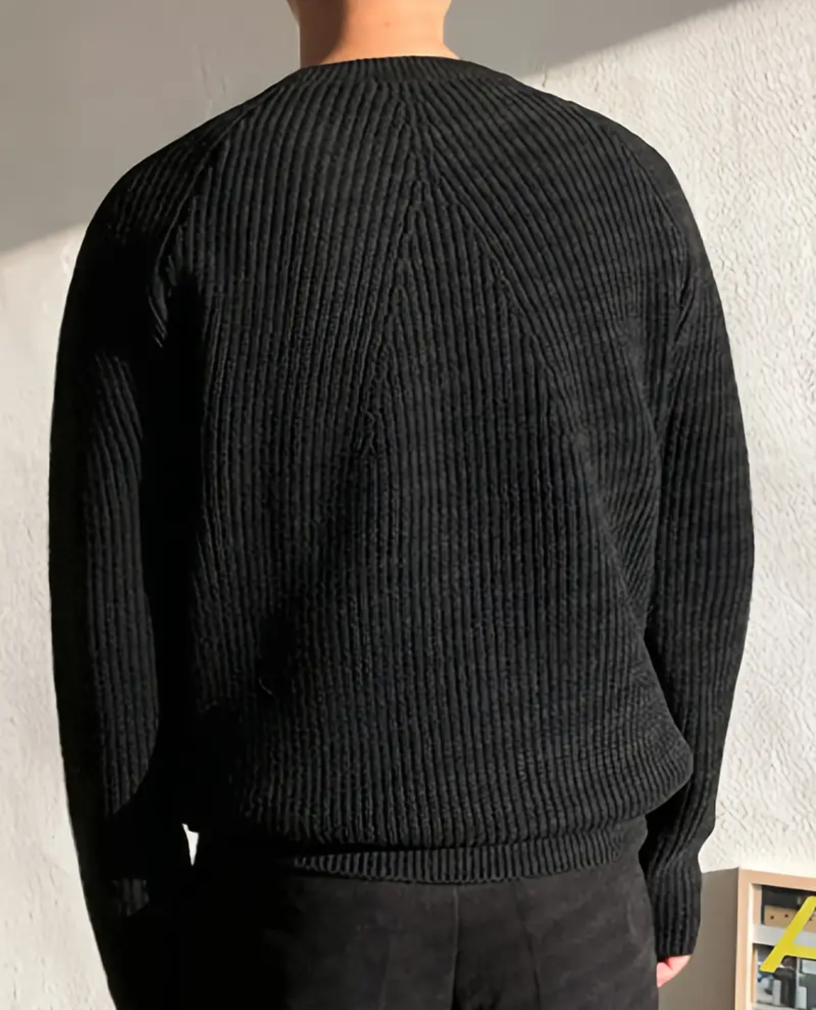 Veloria Geribde Katoenen Sweater met Structuur – Forest Green Crewneck