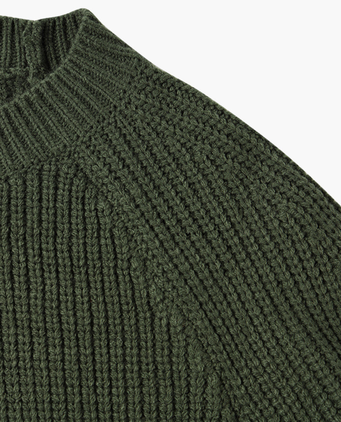 Veloria Geribde Katoenen Sweater met Structuur – Forest Green Crewneck